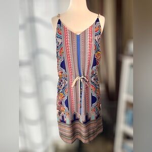 LUCY & LAUREL ~ Graphic Print Strappy Dress with Drawstring ~ Size 2